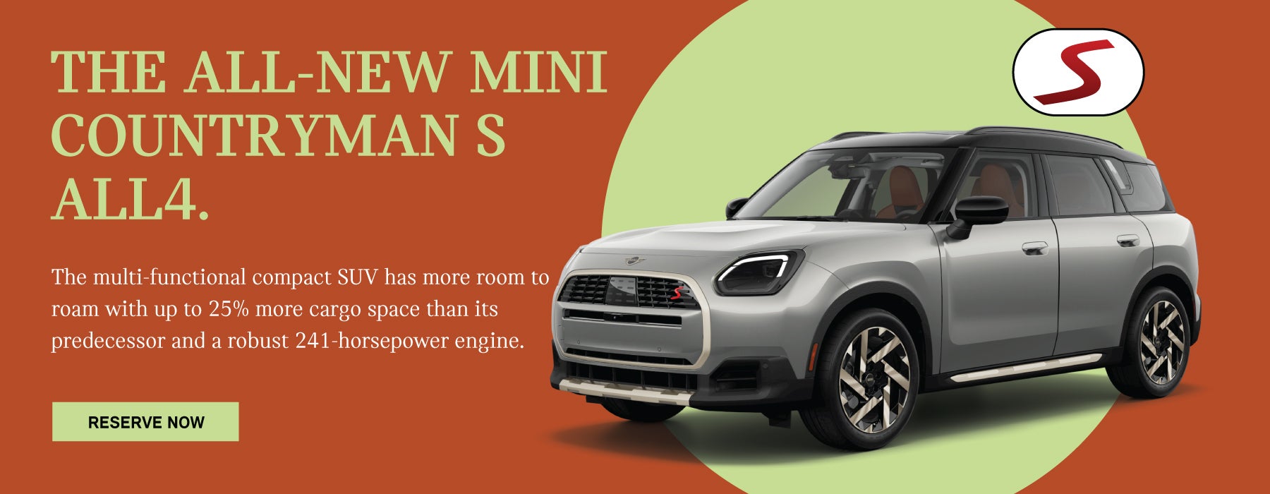 Pictured is a 3/4 driver side view of a mini countryman